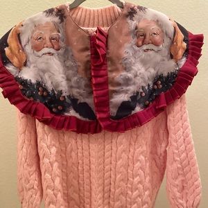 Pink sweater with Santa collar